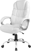 Ergonomic High Back White PU Leather Office Chair with Armrests and Lumbar Support - Furniture4Design