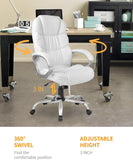 Ergonomic High Back White PU Leather Office Chair with Armrests and Lumbar Support - Furniture4Design