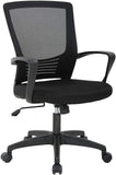 Ergonomic Mesh Executive Office Chair with Adjustable Lumbar Support and Swivel Rolling Base - Black - Furniture4Design