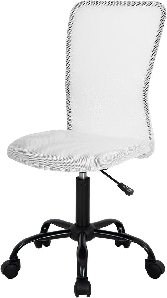 Ergonomic Mid Back Mesh Home Office Chair with Lumbar Support (White) - Furniture4Design