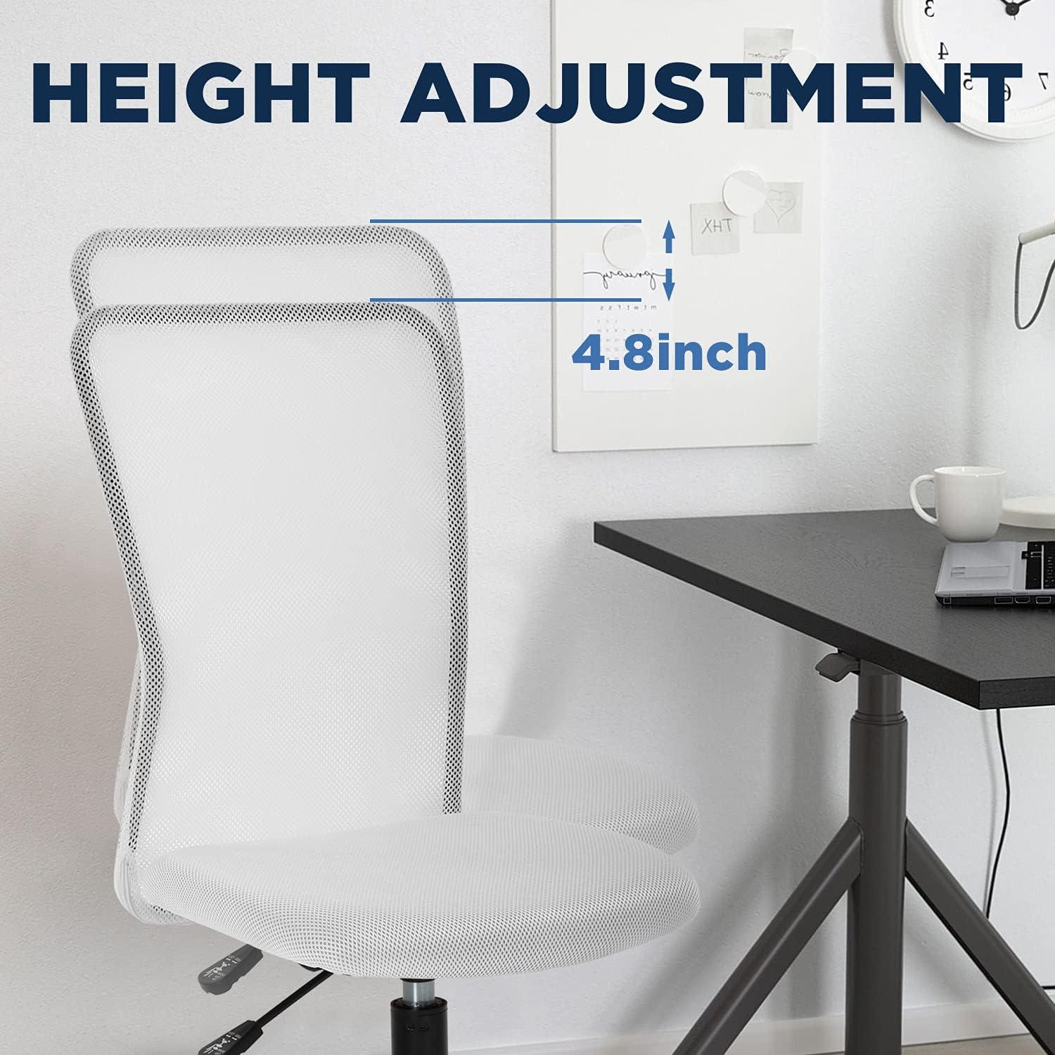 Ergonomic Mid Back Mesh Home Office Chair with Lumbar Support (White) - Furniture4Design