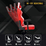 Ergonomic Red Gaming Chair for Heavy Individuals with Lumbar Support and 2D Arms - Furniture4Design