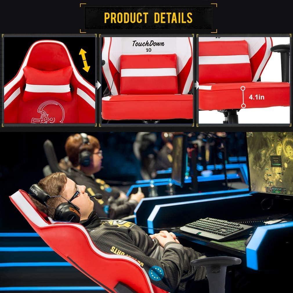 Ergonomic Red Gaming Chair for Heavy Individuals with Lumbar Support and 2D Arms - Furniture4Design