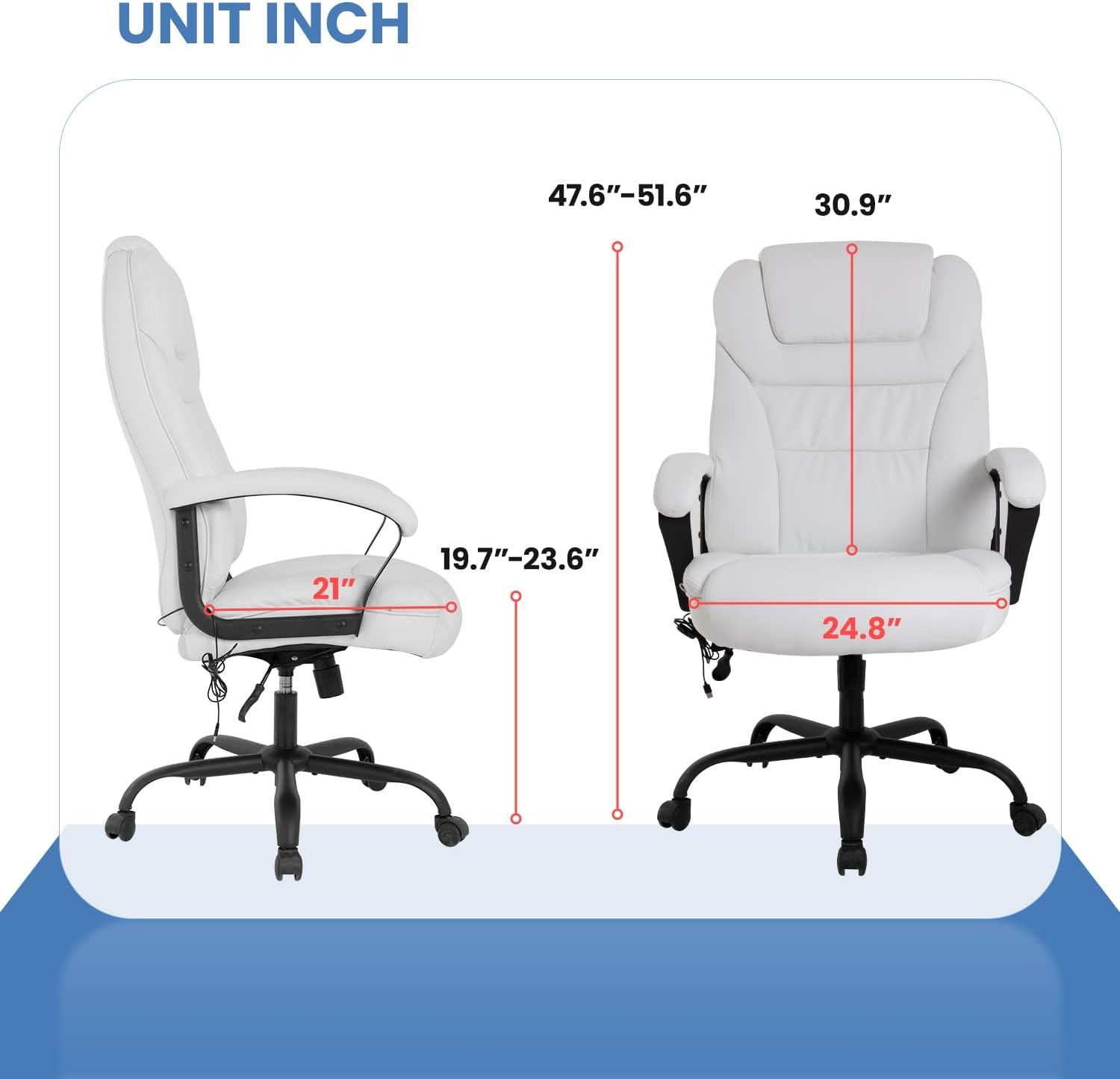 Ergonomic White Big and Tall Office Chair with Lumbar Support - Furniture4Design