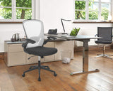 Ergonomic White Mesh Desk Chair with Adjustable Lumbar Support and Flip-Up Arms - Furniture4Design