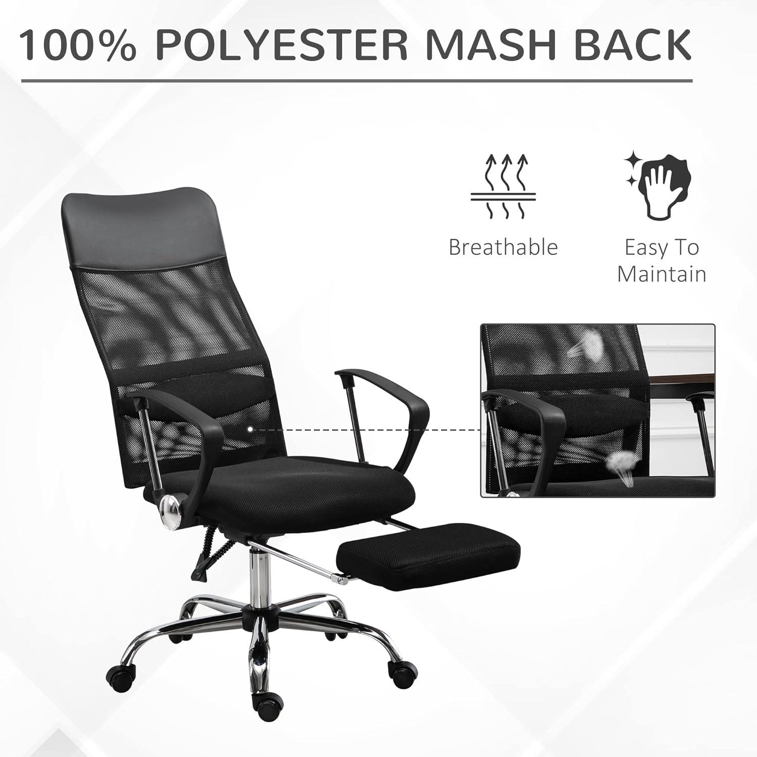 Executive High Back Mesh Office Chair with Footrest and Lumbar Support - Furniture4Design