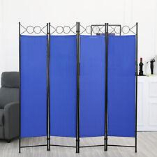 FDW 5.6FT 4 Panel Room Divider, Steel Frame Screen Folding Privacy Divider, Blue - Furniture4Design