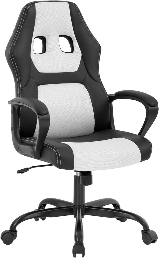 FDW Racing Style Office Chair with Lumbar Support and Mesh Back - White - Furniture4Design