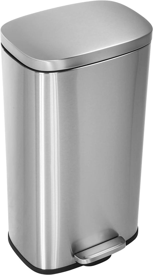 FDW Stainless Steel 8 Gallon Step Trash Bin with Lid for Office, Bedroom, and Bathroom - Furniture4Design