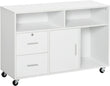 File Cabinet and Printer Stand with Lockable Drawer and Wheels, White - Furniture4Design