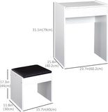 Flip Top Vanity Table Set with Cushioned Stool and Storage Compartment - Furniture4Design