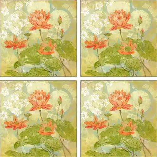 Floral Accent & Decor Tile Set Evelia Ceramic Backsplash Flower Art OB-ES76aAT - Furniture4Design