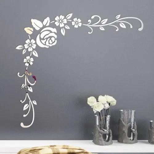 Flower Wall Stickers Rose Acrylic Wall Decals Floral Wall Art Sticker Home Decor - Furniture4Design