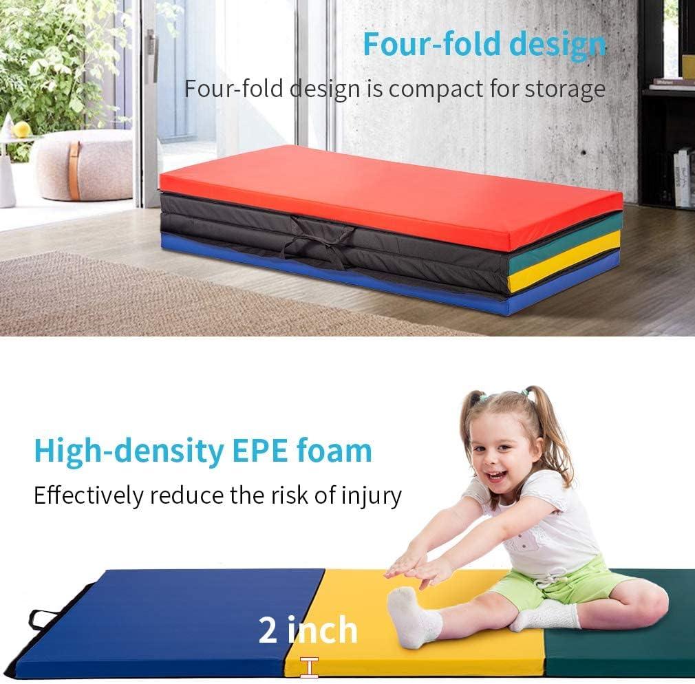 Foldable Gymnastics Mat with Velcro Strip - 4'x8'x2 - Furniture4Design