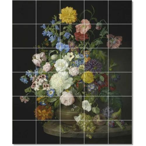 Franz Xaver Petter Flower Tile Mural PT22896. 48 x 60 (20) 12x12 tiles - Furniture4Design