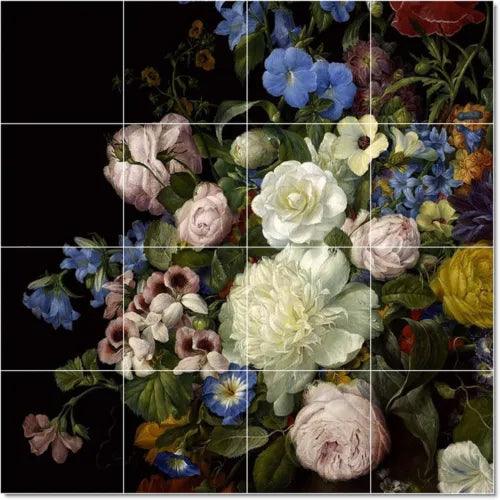 Franz Xaver Petter Flower Tile Mural PT22905. 60 x 48 (20) 12x12 tiles - Furniture4Design