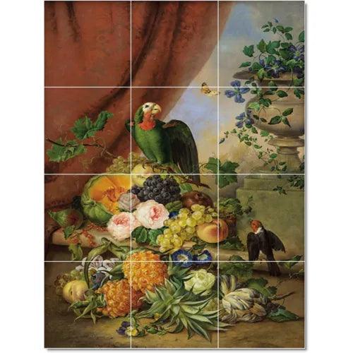 Franz Xaver Petter Flower Tile Mural PT22906. 32 x 40 (20) 8x8 tiles - Furniture4Design