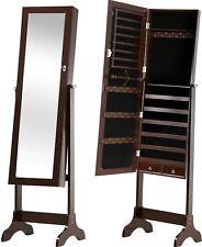 Full Length Jewelry Cabinet Standing Mounted Lockable With 2 Drawers 6 Shelves - Furniture4Design