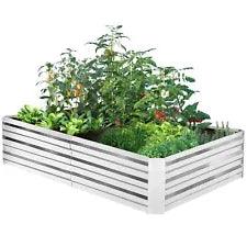 Galvanized Garden Bed, 8x4x1ft Outdoor Raised Garden Bed for Vegetables Flowers - Furniture4Design