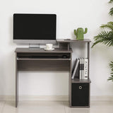 Grey Computer Desk with Sliding Keyboard Tray and Storage Drawer Shelf - Furniture4Design