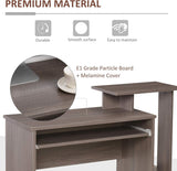 Grey Computer Desk with Sliding Keyboard Tray and Storage Drawer Shelf - Furniture4Design