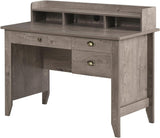 Grey Home Office Computer Desk with Storage Hutch, Drawers, and Cable Management - Furniture4Design