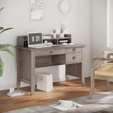 Grey Home Office Computer Desk with Storage Hutch, Drawers, and Cable Management - Furniture4Design