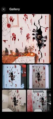 Halloween 3D Wall Stickers Vinyl Decals Eye Bloody Handprint Scary Party Decor - Furniture4Design