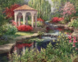 heaven's flower garden Gazebo pond waterfall ceramic tile mural backsplash - Furniture4Design