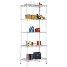 Heavy Duty 24"W x 14"D x 60"H 5-Shelf Metal Freestanding Shelves,Chrome - Furniture4Design