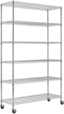 Heavy-Duty 6-Tier Wire Shelving Rack with NSF Certification - 18x48x82 Chrome/Black - Furniture4Design