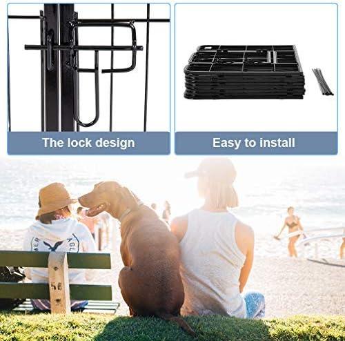 Heavy Duty Indoor Outdoor Dog Playpen with 8 Panels - 24 Black - Furniture4Design