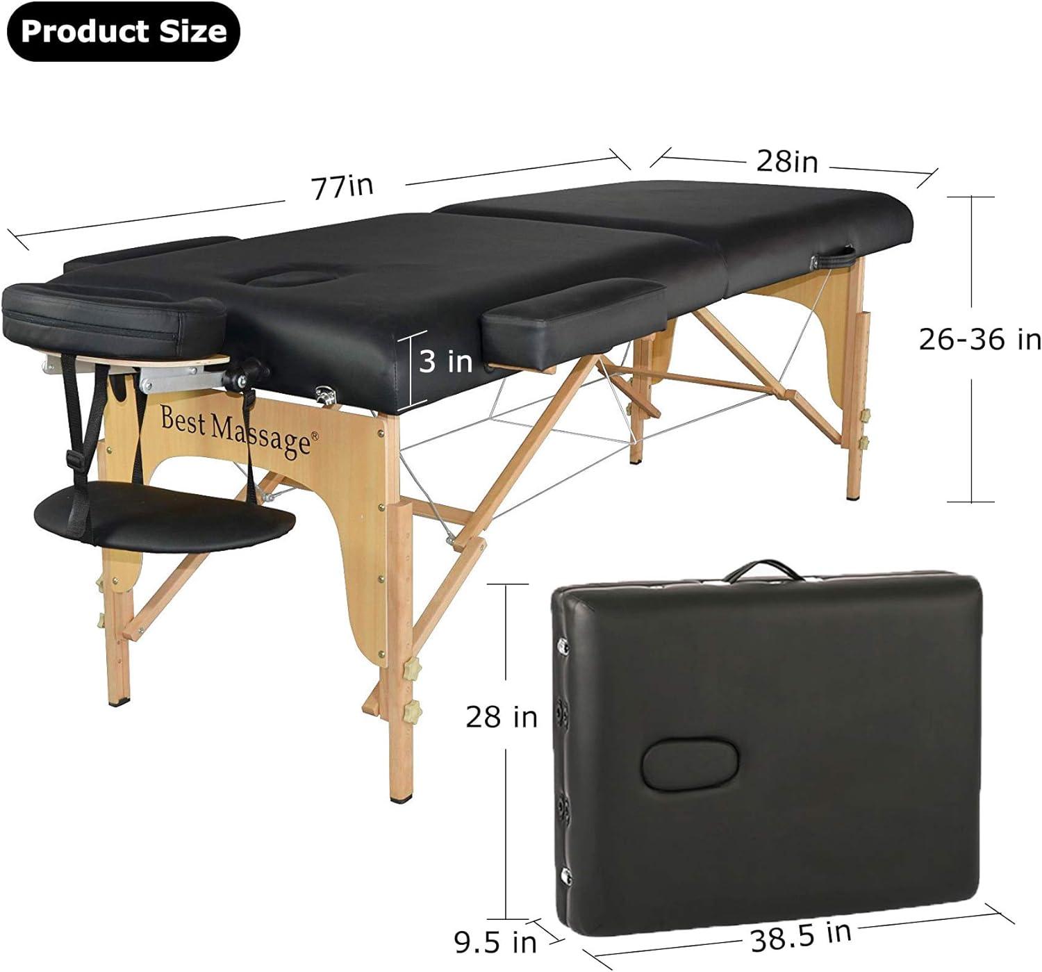 Height Adjustable 2 Fold Portable Massage Table with Carry Case - Furniture4Design