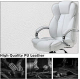 High Back Executive Office Chair with Lumbar Support - White PU Leather - Furniture4Design