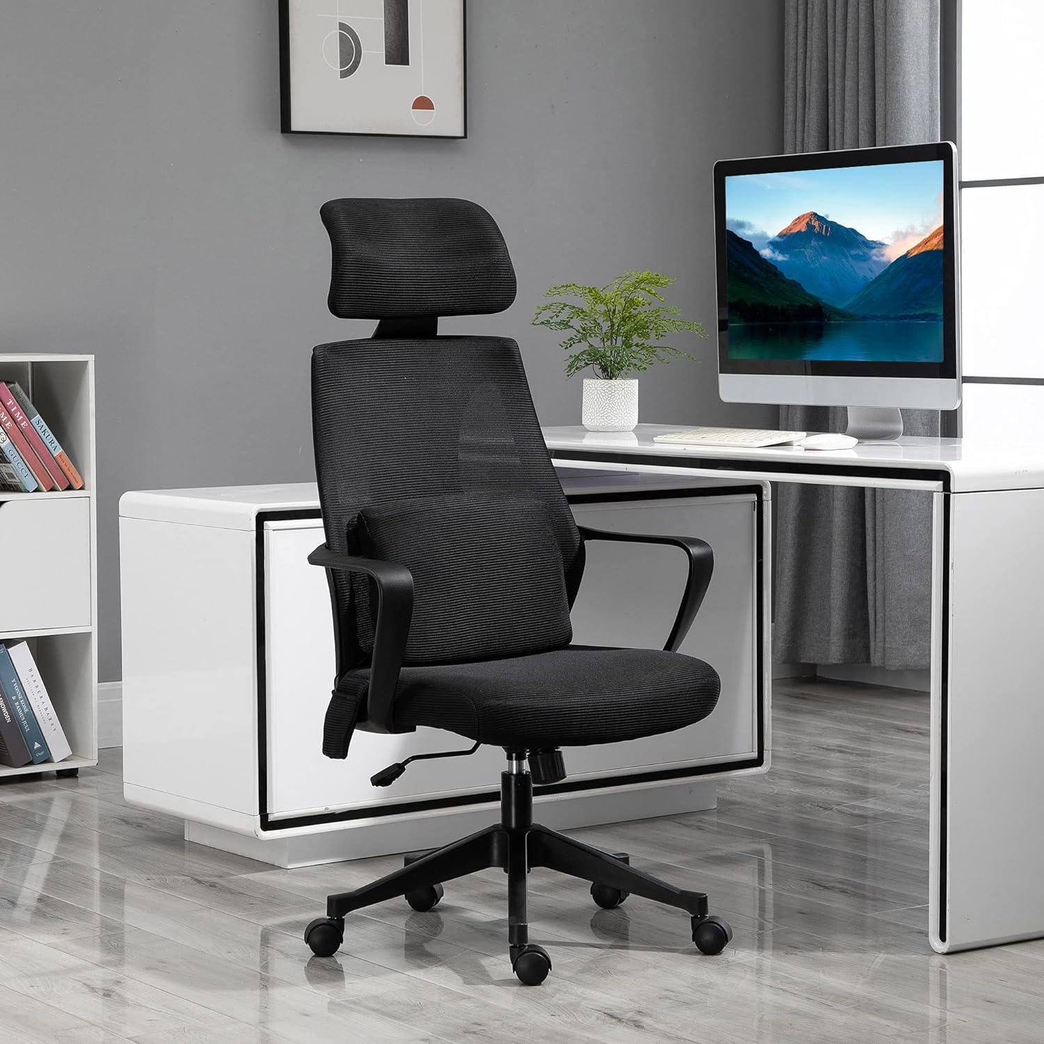 High Back Office Chair with Massage Lumbar Support & Rocking Function - Furniture4Design