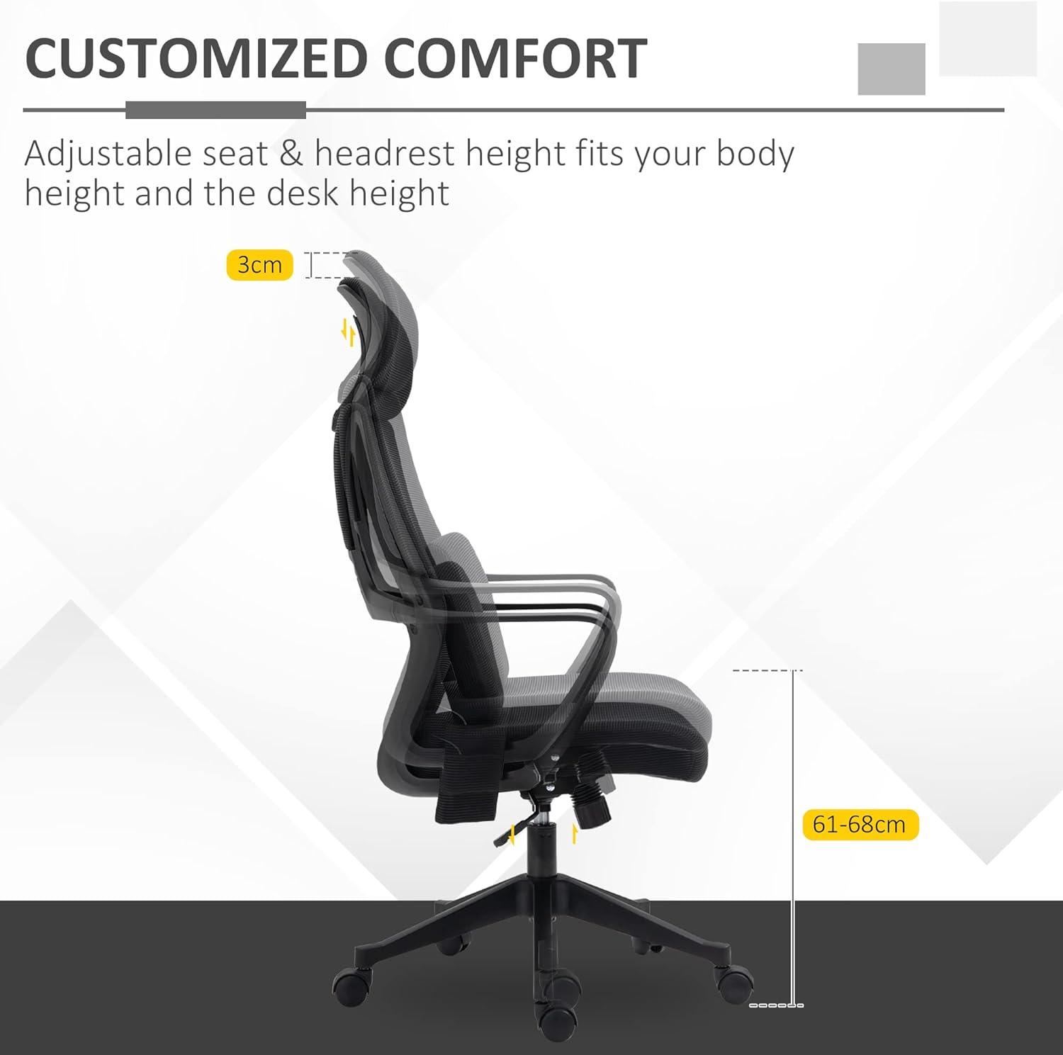 High Back Office Chair with Massage Lumbar Support & Rocking Function - Furniture4Design