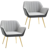 HOMCOM Accent Chairs Velvet Armchairs for Living Room Set of 2 Light Grey - Furniture4Design