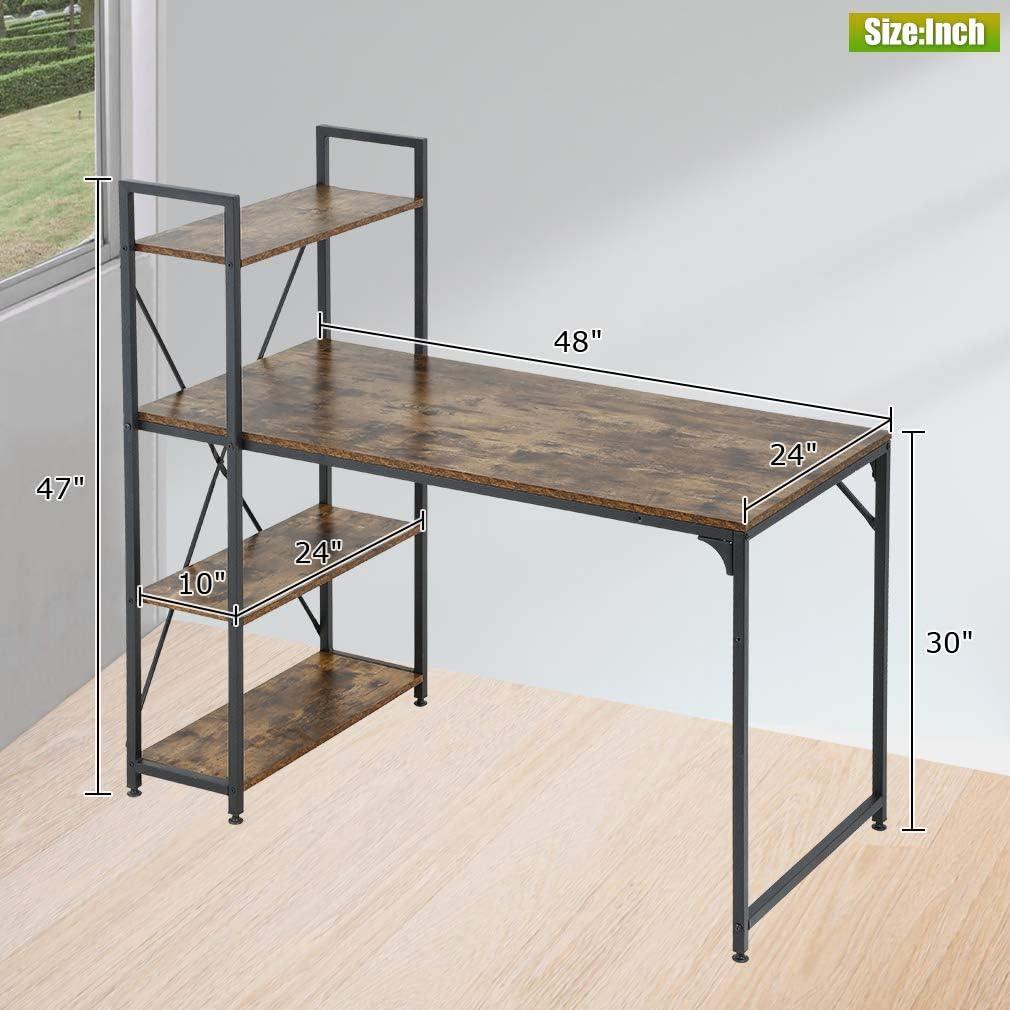 Home Office Computer Desk with Bookshelf and Large Surface - Furniture4Design