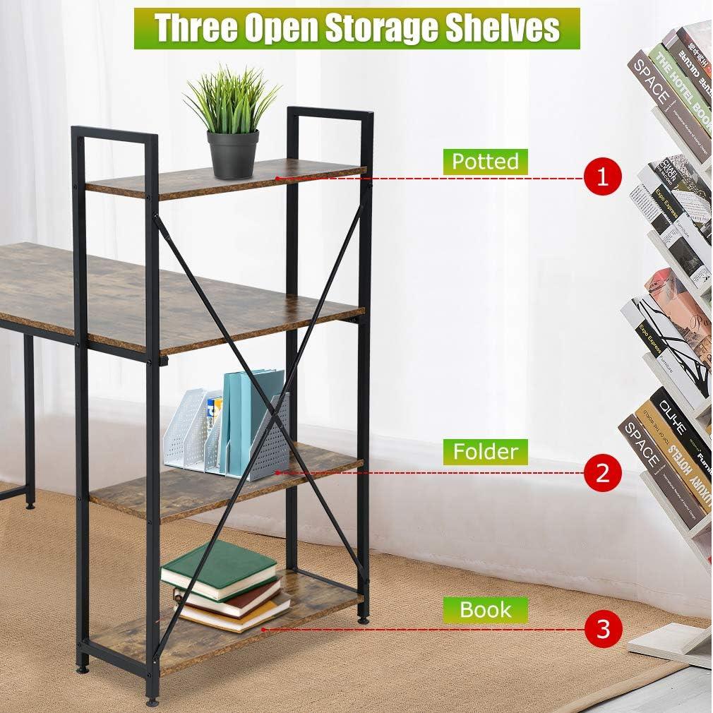 Home Office Computer Desk with Bookshelf and Large Surface - Furniture4Design