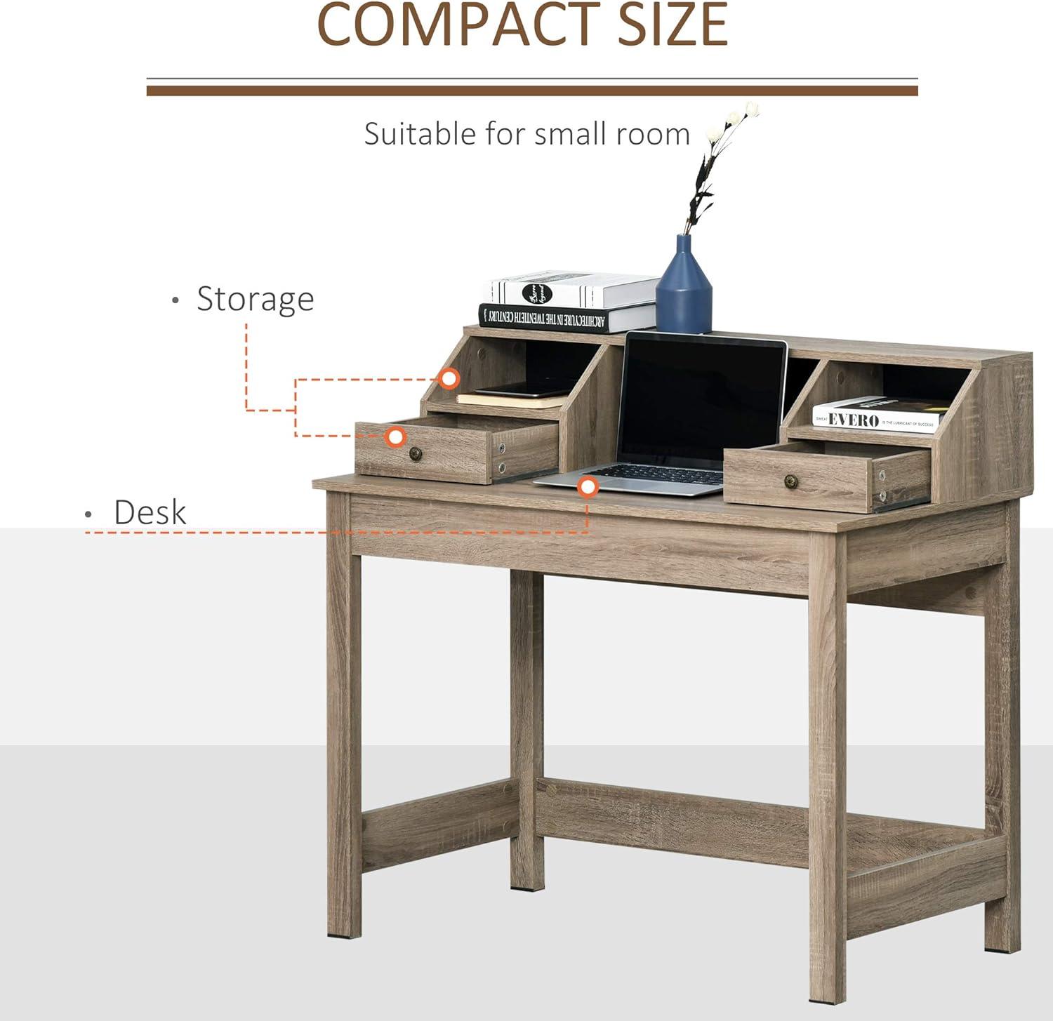 Home Office Computer Desk with Storage Drawers and Shelves - Furniture4Design