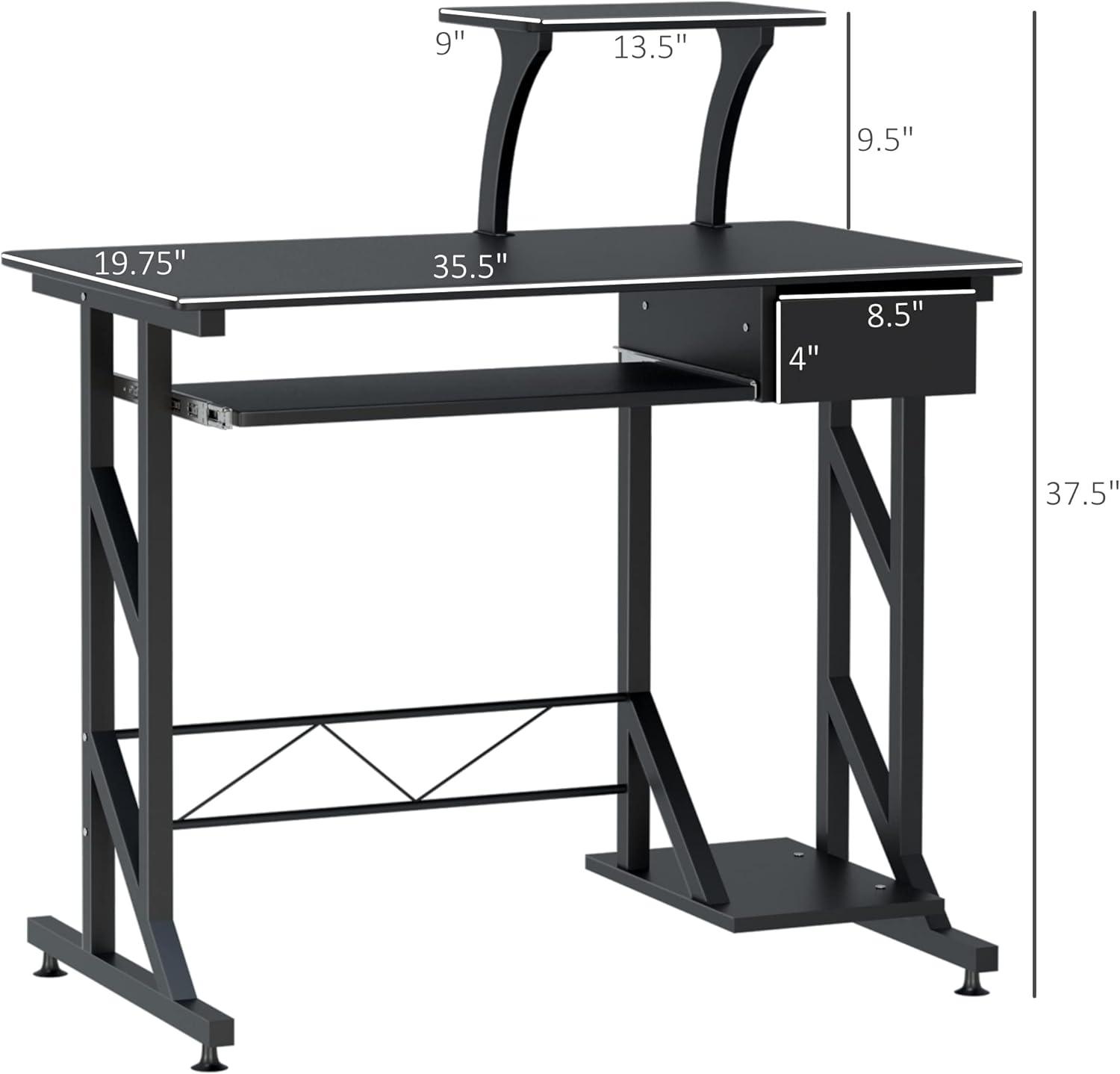 Home Office Desk with Keyboard Tray and Drawer - Furniture4Design