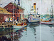 jane peterson the harbor fishing boats ceramic tile mural backsplash - Furniture4Design