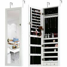 Jewelry Cabinet Armoire Wall Door Mounted Lockable With 2 Drawers 6 Shelves - Furniture4Design