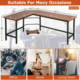 L Shaped Computer Gaming Office Desk with Ample Work Space (Brown) - Furniture4Design