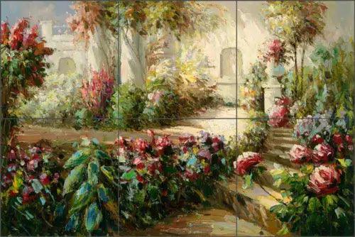 Landscape Tile Backsplash Ching Floral Art Ceramic Mural CHC091 - Furniture4Design