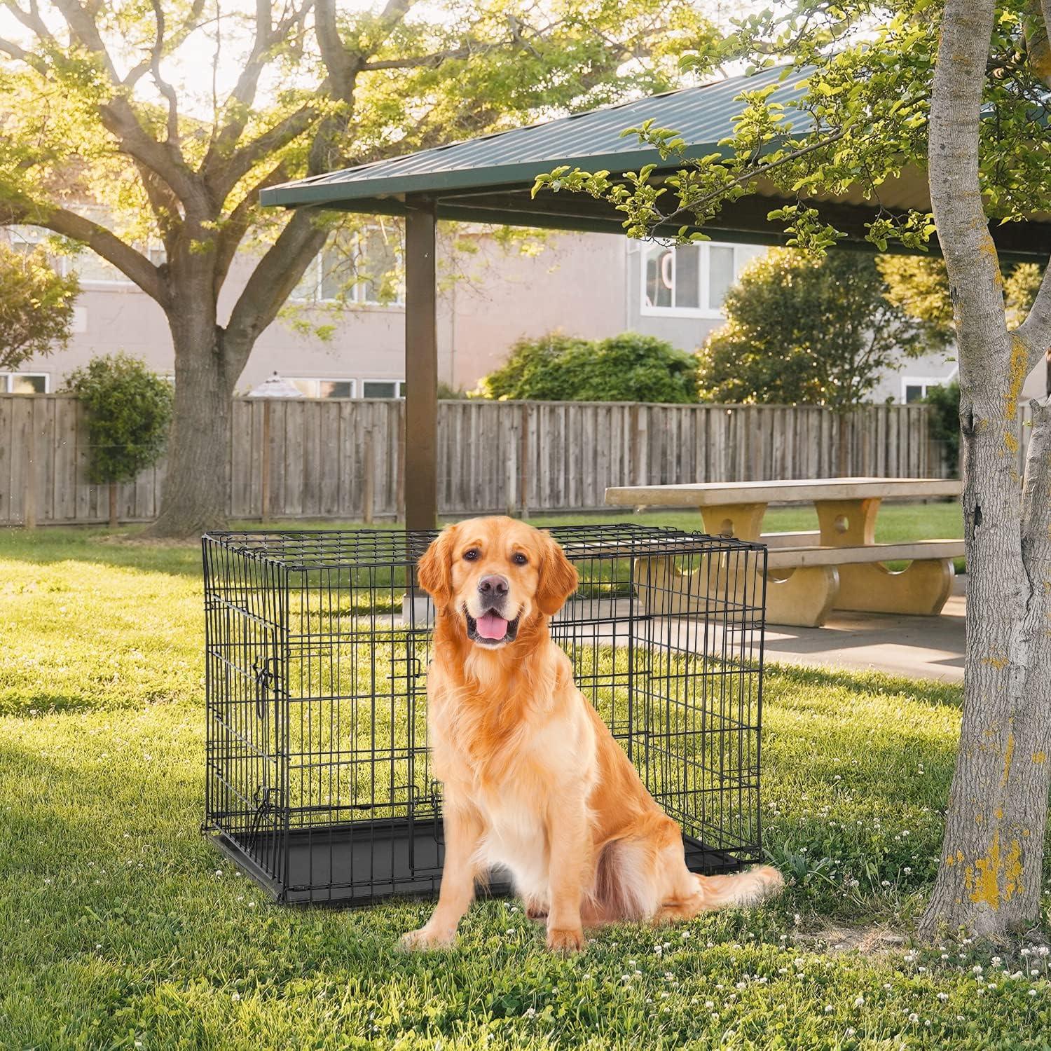 Large Dog Crate with Double Door and Divider Panel - Furniture4Design