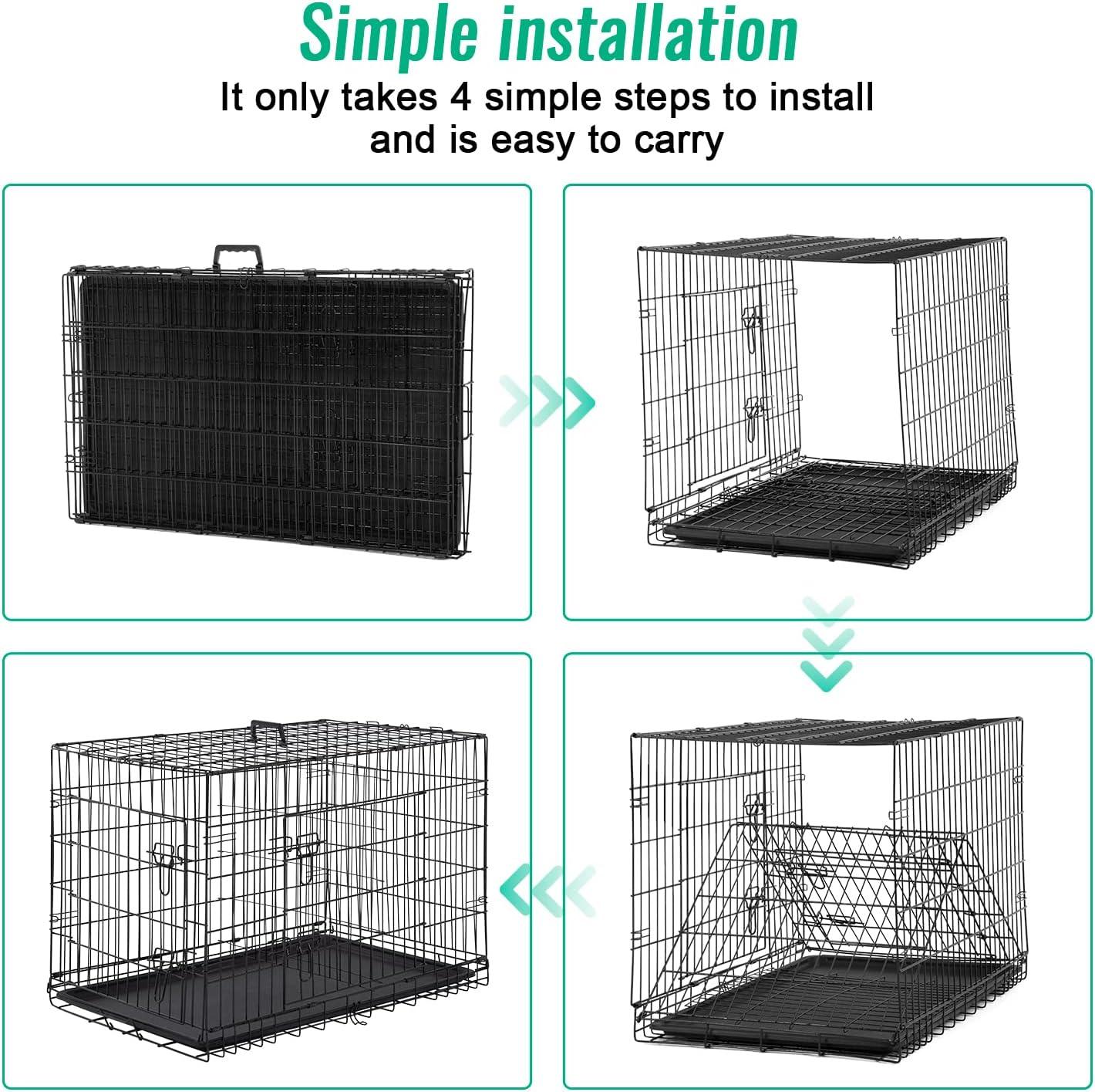 Large Dog Crate with Double Door and Divider Panel - Furniture4Design