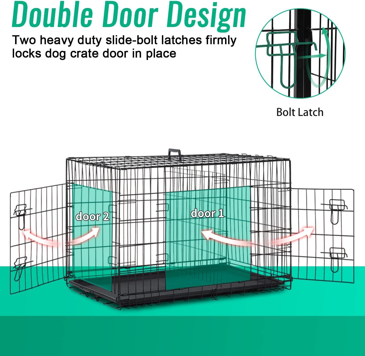 Large Dog Crate with Double Door and Divider Panel - Furniture4Design