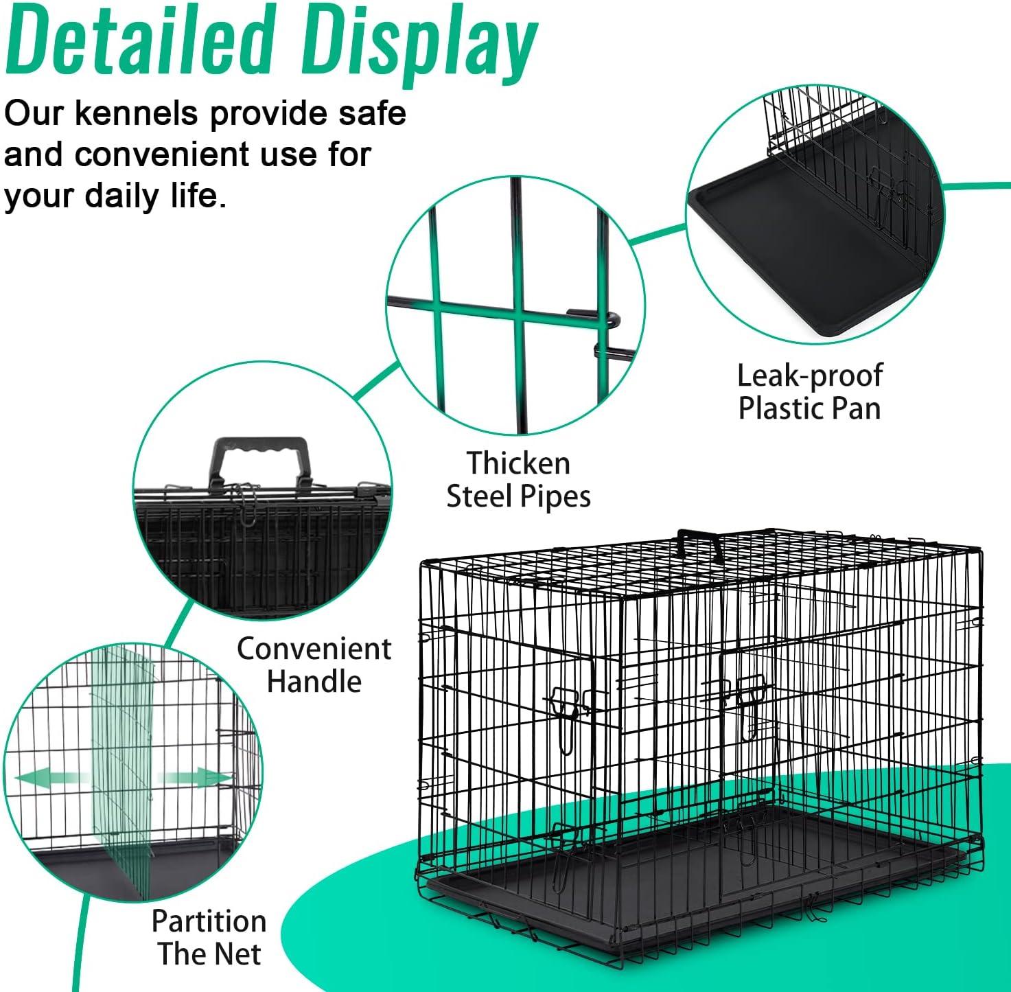 Large Dog Crate with Double Door and Divider Panel - Furniture4Design