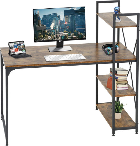 Large Industrial Computer Desk with Storage Shelves and Spacious Working Area - Furniture4Design